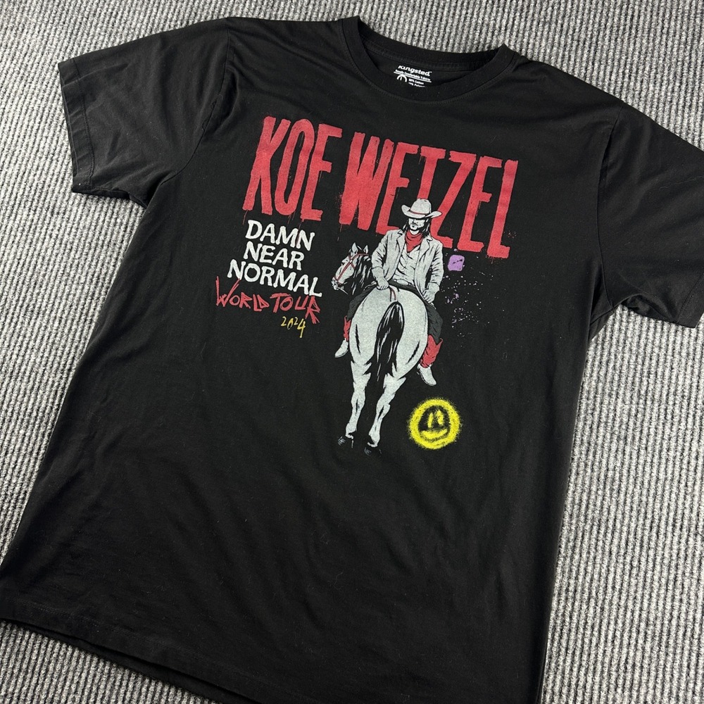 Koe Wetzel Damn Near Normal World Tour 2024 T-Shirt Mens Large Black Concert Tee